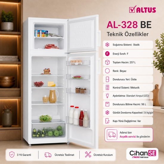 Altus AL- 328 Be 257 Litre iki Kapılı Buzdolabı 