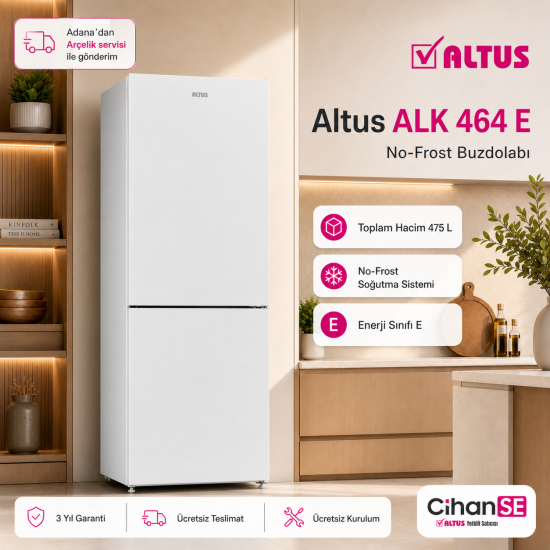 Altus ALK 464 E 475 Net Litre No-Frost Yeni Model Buzdolabı 