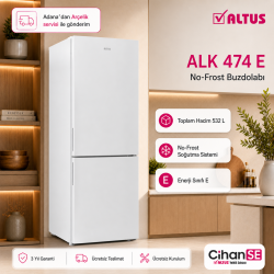 Altus ALK-474 E 532 Litre Net Hacim No-Frost Yeni Model Buzdolabı 