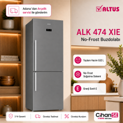 Altus ALK-474 XIE LED ekran 532 Litre No-Frost İnox Buzdolabı