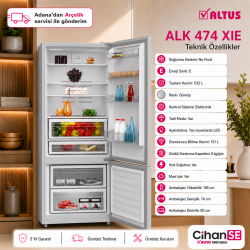 Altus ALK-474 XIE LED ekran 532 Litre No-Frost İnox Buzdolabı