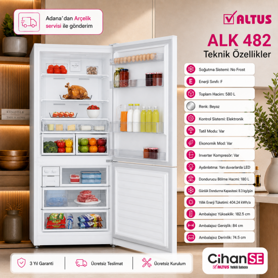 Altus ALK 482 Kombi NF 580 Litre Buzdolabı