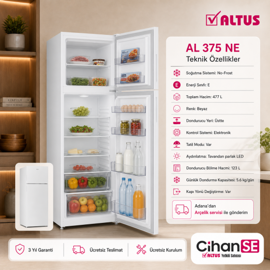 Altus AL 375 NE Yeni Model No- Frost Buzdolabı 