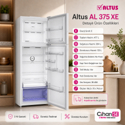 Altus AL-375 XE 477 Litre Net Hacim No-Frost Buzdolabı 