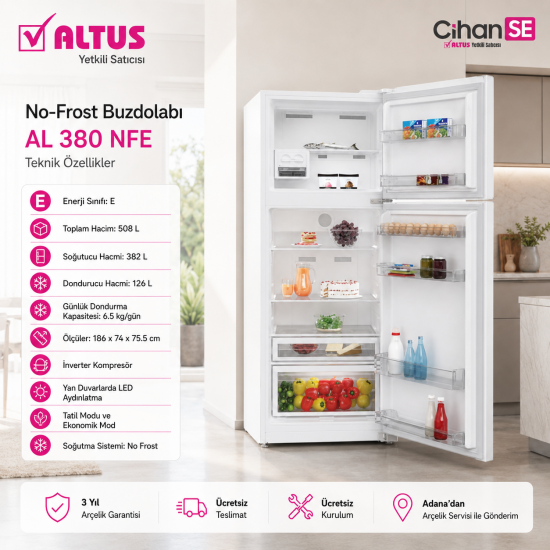 Altus AL 380 NFE No-Frost Yeni Model Buzdolabı 