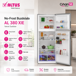 Altus AL-380 XIE 557 Litre LCD Ekran İnox No-Frost Buzdolabı
