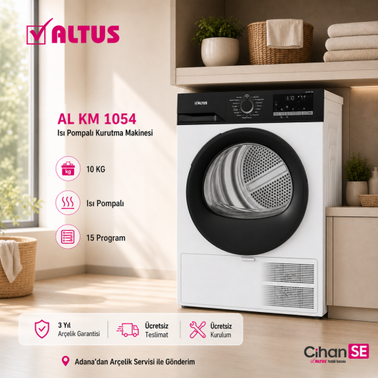 Altus KM 1054  Isı Pompalı 10 KG Çamaşır Kurutma Makinesi Yeni Model 