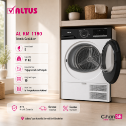 Altus 12 KG Çamaşır Makinesi ve 11 KG Kurutma Makinesi İkili Paket ( AL 1160 - AL CM 120460 D )