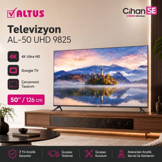 Altus AL 50 UHD 9825 4K Led Tv Televizyon Google TV 