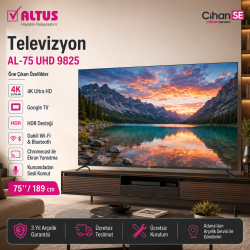 Altus AL 75 UHD 9825 4K Led Tv Televizyon Google TV 