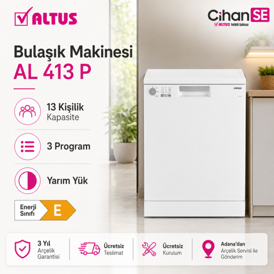 Altus AL-413 P 3 Program Bulaşık Makinesi 13 Kişilik