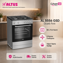 Altus AL-5556 GSD Gümüş Gri 4 Gözü Gazlı Turbo Fırın Silver 
