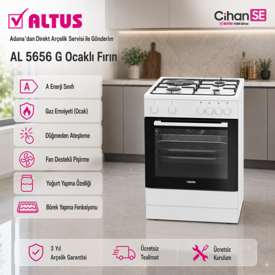 Altus AL-5556 G A Enerji 4 Gözü Gazlı Turbo Fırın 