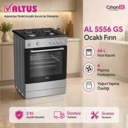 Altus AL-5656 GS Gri A Enerji 3 Gözü Gazlı 1 Göz Elektrikli Silver Turbo Fırın 