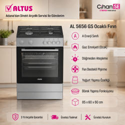 Altus AL-5656 GS Gri A Enerji 3 Gözü Gazlı 1 Göz Elektrikli Silver Turbo Fırın 