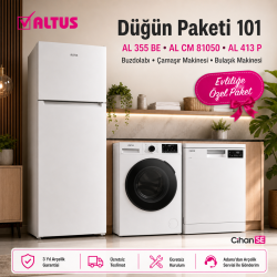 Altus Ekonomik Düğün Paketi (Paket 101) AL 413 P Bulaşık Makinesi AL-81050 Çamaşır Makinesi AL-355 BE buzdolabı 