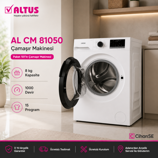 Altus Ekonomik Düğün Paketi (Paket 101) AL 413 P Bulaşık Makinesi AL-81050 Çamaşır Makinesi AL-355 BE buzdolabı 