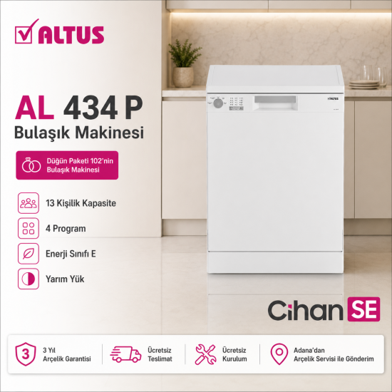 Altus Beyaz eşya Düğün Paketi 102 ( AL 434 P - AL 366 BE - AL 90150 )  2026 Ürünler 