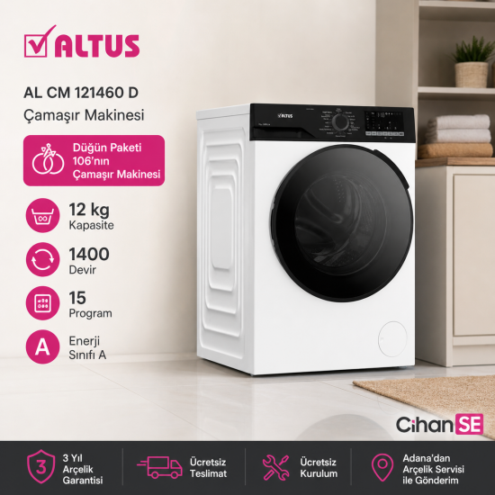 Altus Evlilik Paketi 2026 (NO:106) Buzdolabı AL 376 XE Çamaşır Makinesi AL 121460 Bulaşık Makinesi AL445 NX  