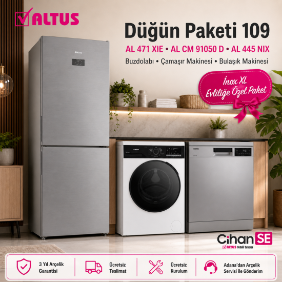Altus inox XL Düğün Paketi (Paket 109)  AL 445 NIX - AL 471 XIE - AL 91050 D 
