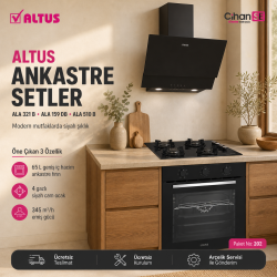Altus Ankastre Set Siyah Cam Set no 202 ( ALA 321 B - ALA 510 B - ALA 159 DB ) 