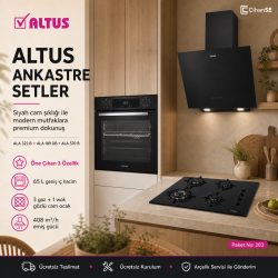 Altus Ankastre Set Siyah Cam Set no 203 ( ALA 322 B - ALA 570 B - ALA 189 DB ) 