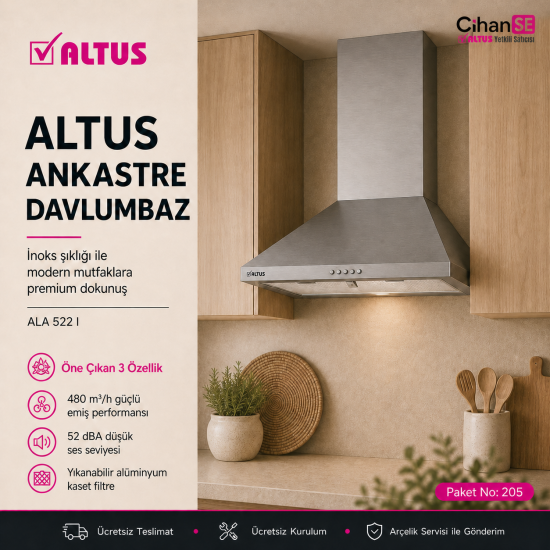 Altus Ankastre Set Inox Set no 205 ( ALA 322 I - ALA 522 I - ALA 181 GID ) 