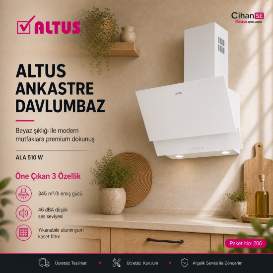 Altus Ankastre Set Beyaz cam Set no 206 ( ALA 321 W - ALA 159 DW - ALA 510 W ) 