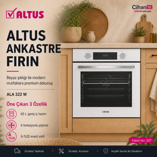 Altus Ankastre Set Beyaz cam Set no 207 ( ALA 322 W - ALA 189 DW - ALA 570 W ) 