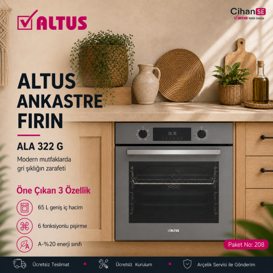 Altus Ankastre Set Gri cam Set no 208 ( ALA 322 G - ALA 189 DG - ALA 510 G ) 
