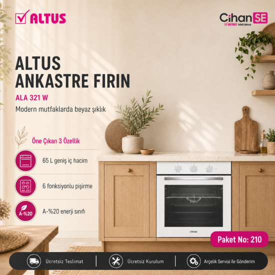 Altus Ankastre Set Beyaz Set no 210 ( ALA 321 W - ALA 181 WD - ALA 522 W ) 