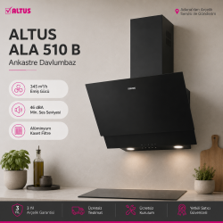 Altus ALA-510 B Siyah Davlumbaz 60 cm
