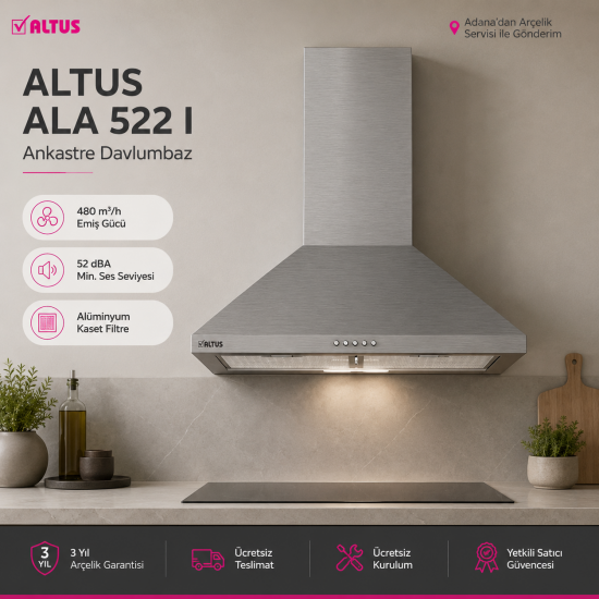 Altus ALA-522 I Inox Davlumbaz