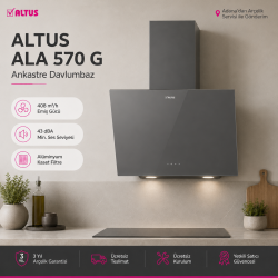 Altus ALA 570 G Gri Cam Yüzey Eğimli Davlumbaz 