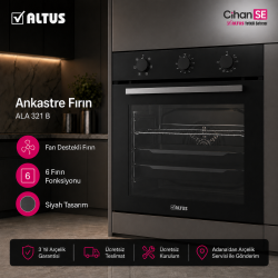 Altus ALA 321 B 6 Fonksiyonlu Siyah Ankastre Fırın 