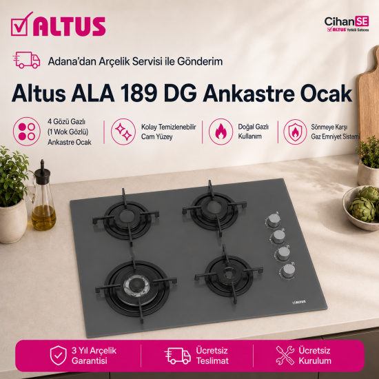 Altus ALA-189 DG Ankastre Gri Cam Ocak
