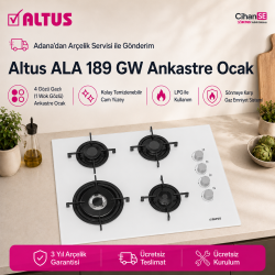 Altus ALA-189 GW 65 CM Ankastre Beyaz Cam Ocak 1 Gozu Wok