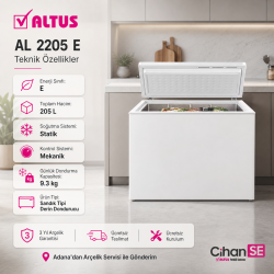 Altus AL-2205 E Yeni E Enerji Sandık Tipi Derin Dondurucu