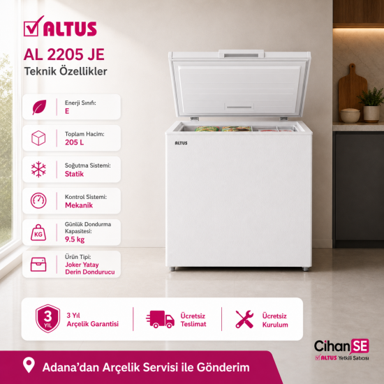 Altus AL 2205 JE Yeni E Enerji Joker Yatay Derin Dondurucu 