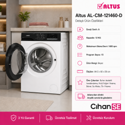 Altus AL CM 121460 D 12 Kg Çamaşır Makinesi Yeni Model