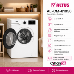 Altus AL CM 81050 8 Kg Yeni Model Çamaşır Makinesi 