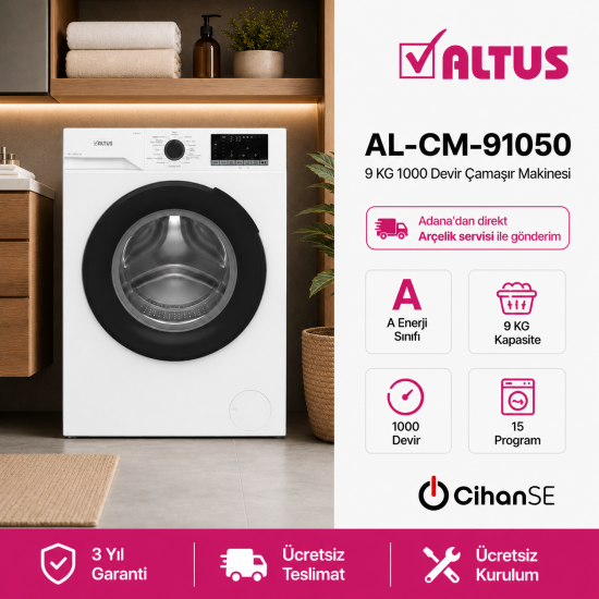 Altus AL CM 91050 9 Kg Yeni Model Çamaşır Makinesi 
