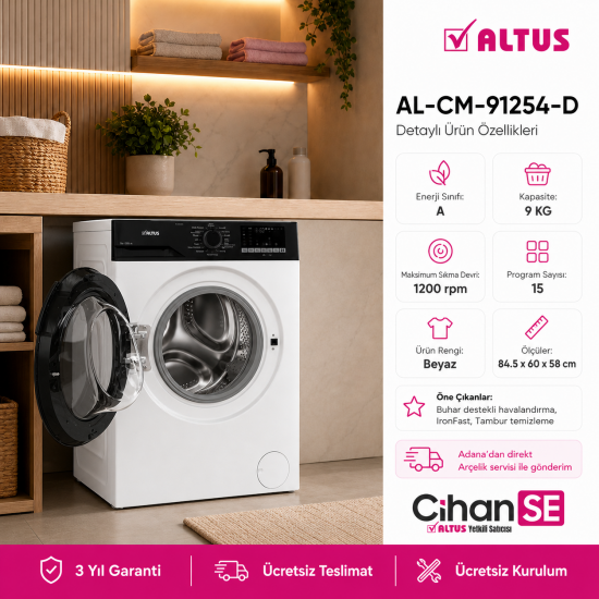 Altus AL CM 91254 D 9 KG Yeni Model Çamaşır Makinesi 2025 