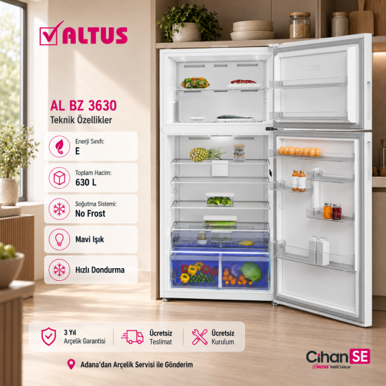 Altus AL BZ 3630 630 L No Frost İki Kapılı Buzdolabı