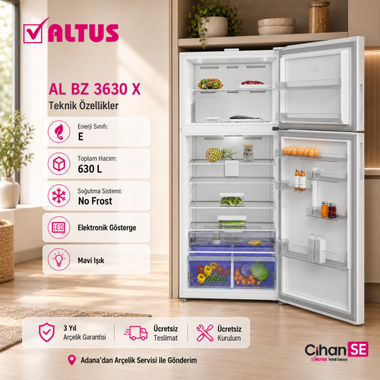 Altus AL BZ 3630 X 630 L No Frost Elektronik Göstergeli Buzdolabı