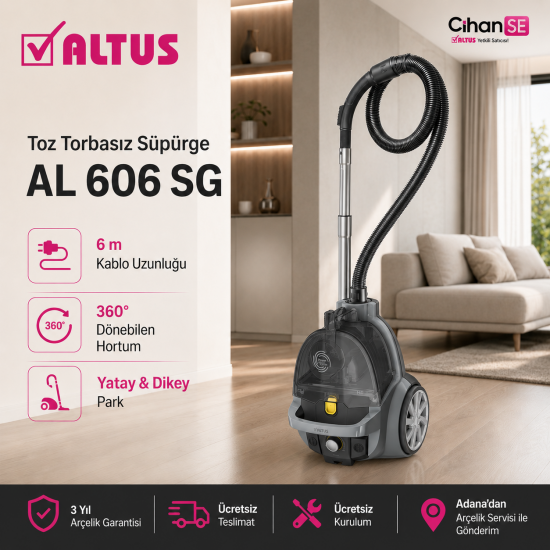 Altus AL-606 SG Mavi 890 w Hepa Filtre Toz Torbasız Süpürge