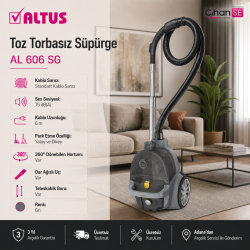 Altus AL-606 SG Mavi 890 w Hepa Filtre Toz Torbasız Süpürge