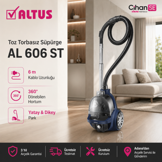 Altus AL-606 ST Mavi 890 w Hepa Filtre Toz Torbasız Süpürge