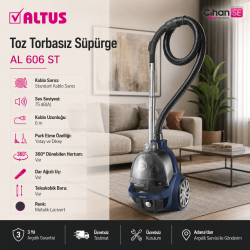 Altus AL-606 ST Mavi 890 w Hepa Filtre Toz Torbasız Süpürge