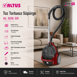 Altus AL-606 SR Mavi 890 w Hepa Filtre Toz Torbasız Süpürge